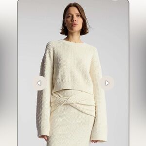 A.L.C Reese Pullover Sweater Medium Cream Beige Textured Neutral Wide Sleeve